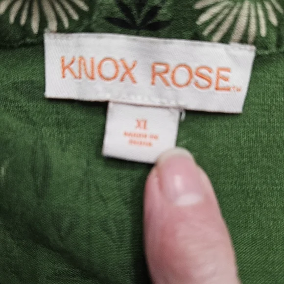 Knox Rose Green Floral Peasant Blouse Boho Size XL Cottagecore Hippie Gypsy - Picture 10 of 15